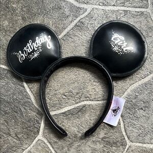 Personalized Birthday Girl Classic Black Mickey Mouse Ear Headband - Disney